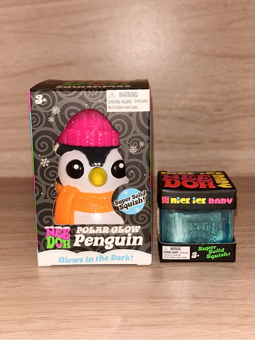 Blue NEEDOH Polar Glow Penguin & Nice Ice Baby Cube - Christmas NeeDoh Set